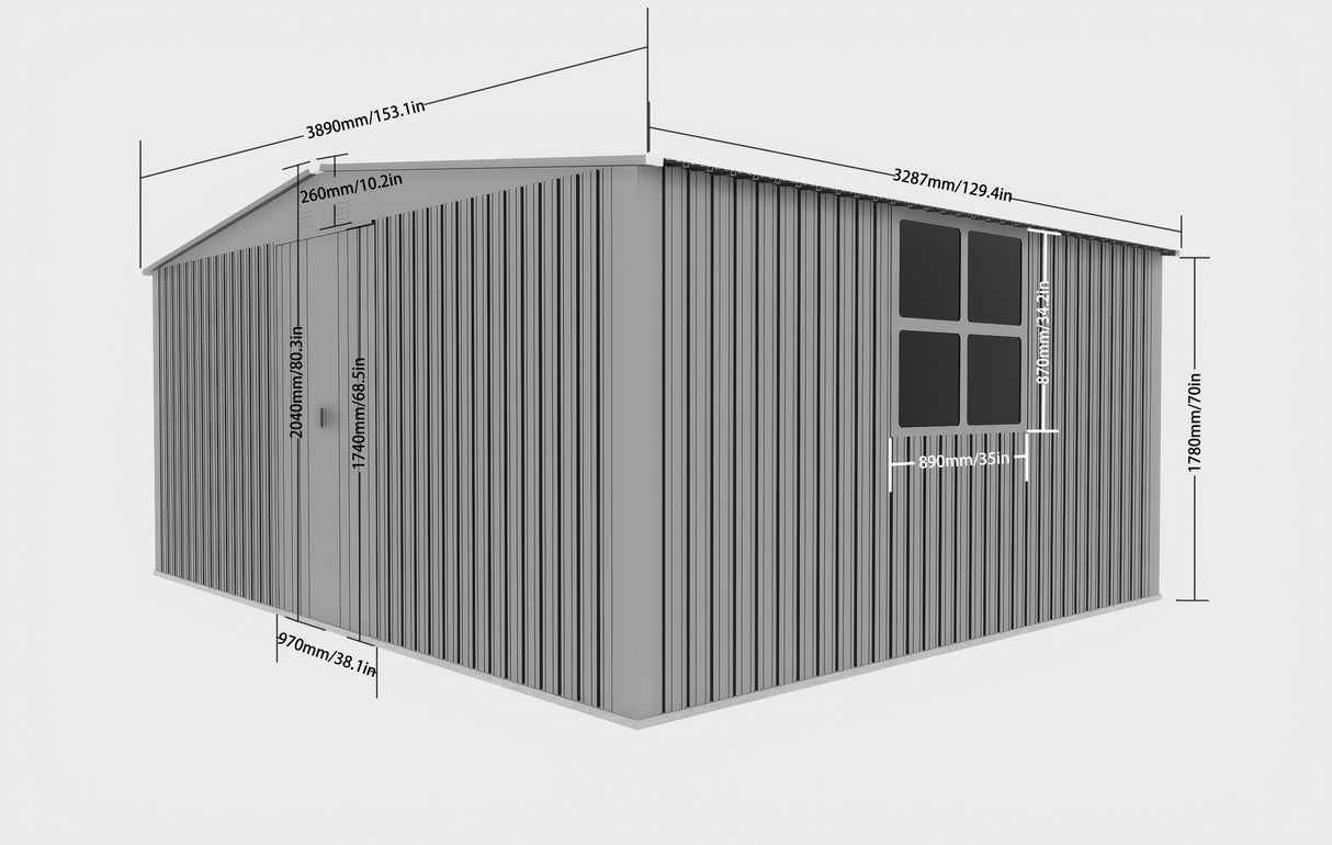 13×11ft New Outdoor Storage Shed