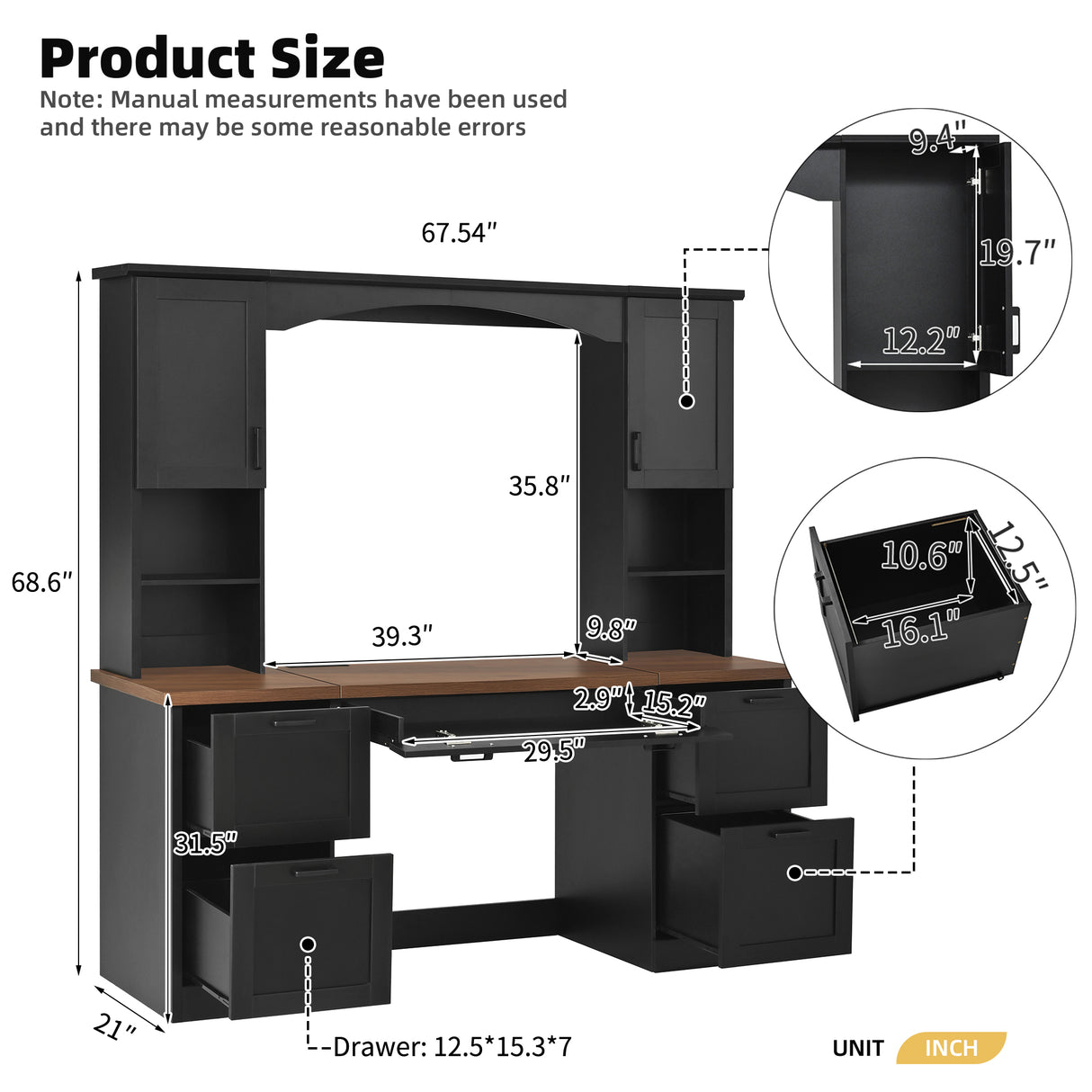 ON-Trend Farmhouse Arched Computer Desk with Hutch
