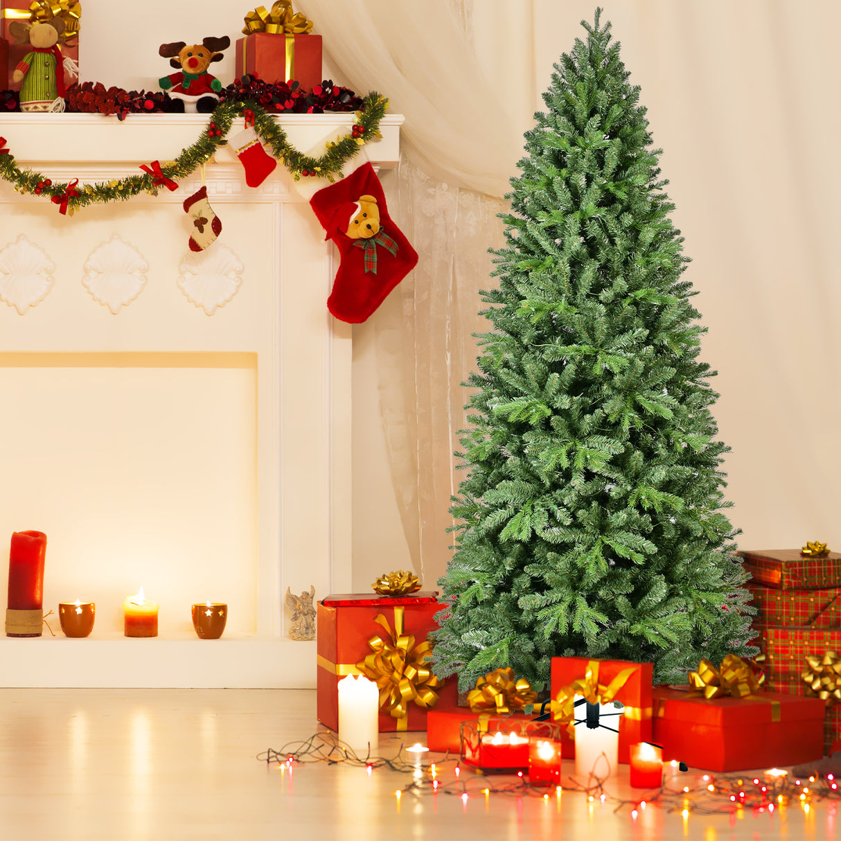 7.5FT Christmas Tree with 1599 Tips and 450 Warm Lights