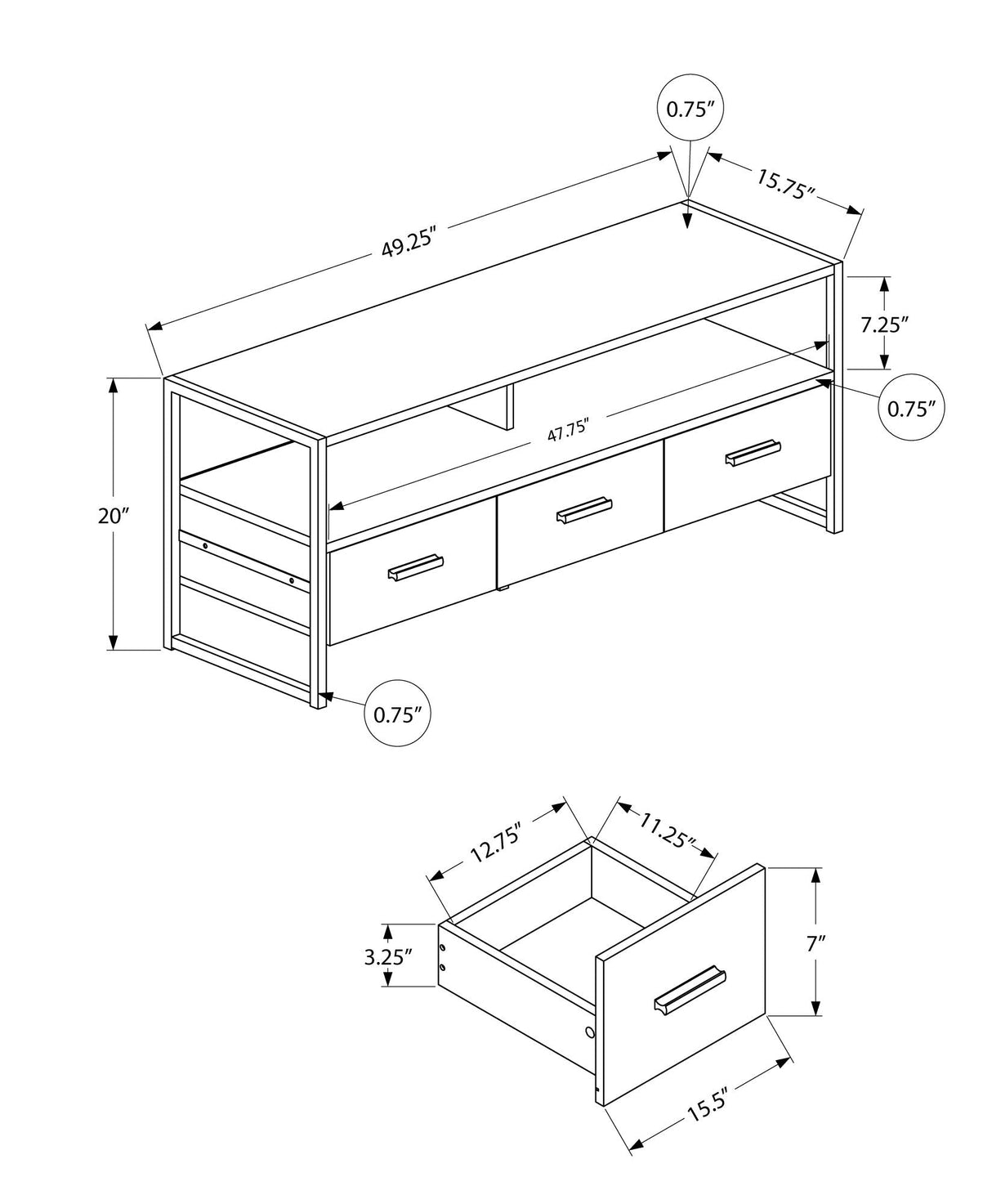 TV Stand, Console, Media Entertainment Center, Storage Drawers, Modern - Best Buy Furniture