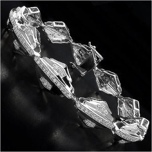 14K Yellow Gold Plated 1.07 Carat Genuine White Diamond Sterling Silver Bracelet
