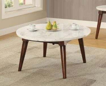 Gasha - Coffee Table - White Marble / Walnut - Best Buy Furniture