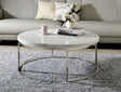 Zaidee - Mable Top Nickel Coffee Table - White - Best Buy Furniture