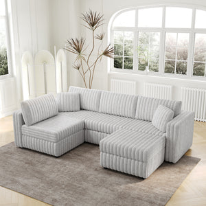 106.3" U-Shaped 4-Person Sofa with Ottoman