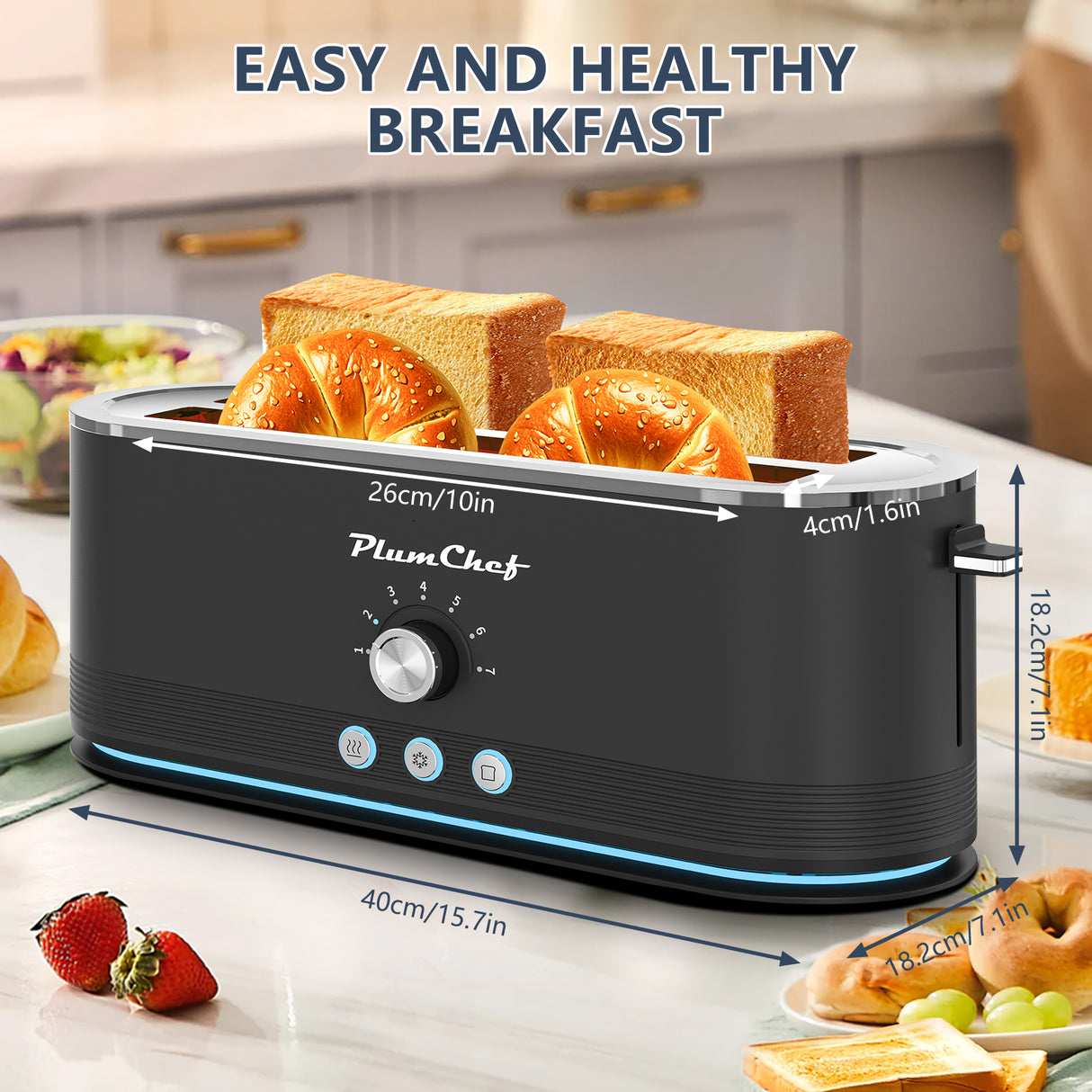 4-Slice Stainless Steel Toaster with 7 Browning Settings