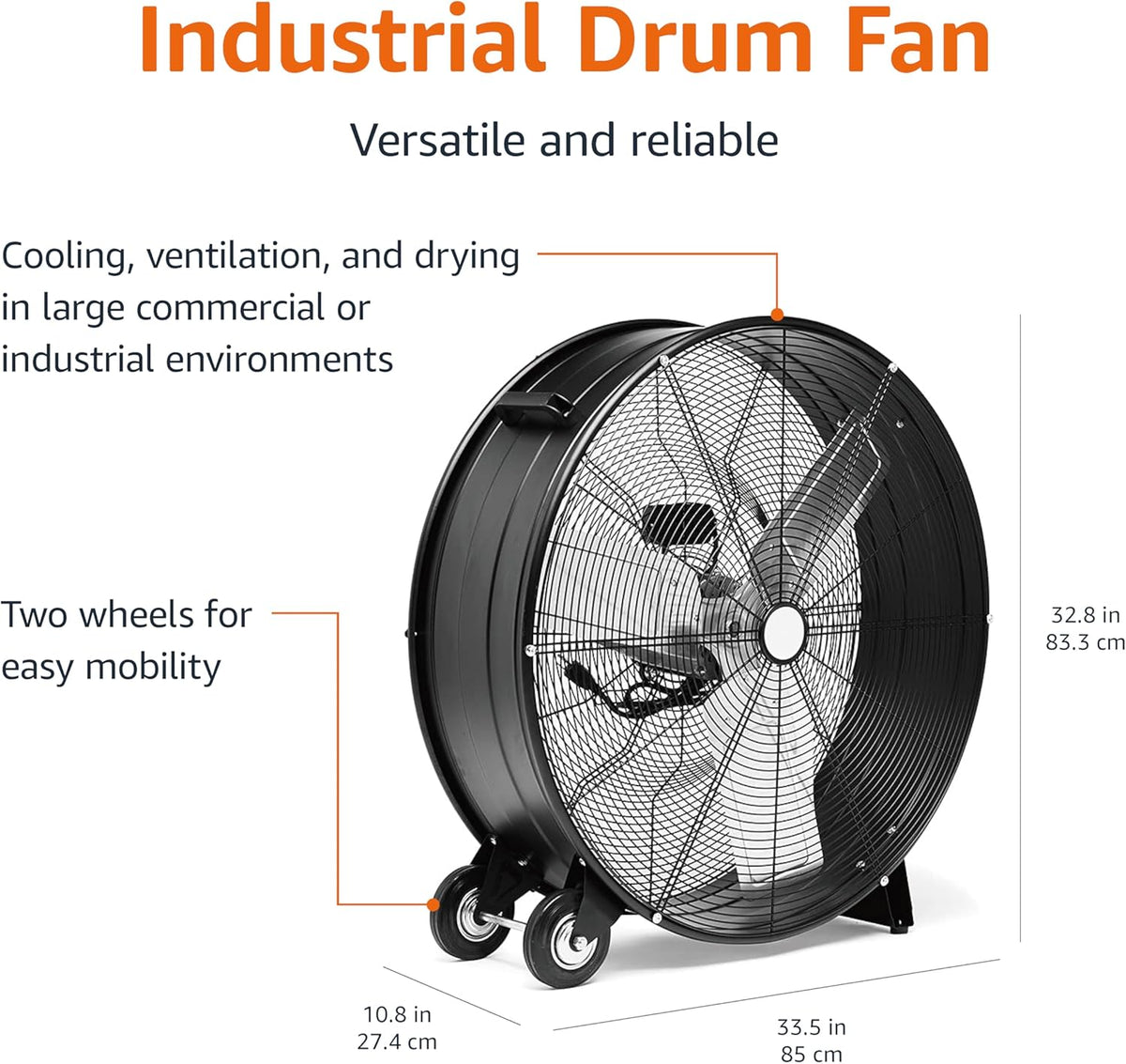 30In. High Velocity Drum Fan
