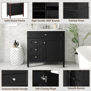 Bathroom Vanity With Top Sink, 2 Drawers And Tip Out Drawer