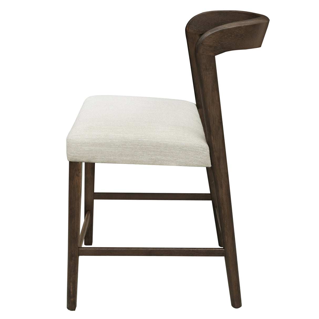 Solid Rubber Wood Counter Stools (Walnut + Beige) Set of 2