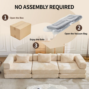 Convertible Floor Sofa Bed, Boneless Modular Sectional Sofa For Living Room