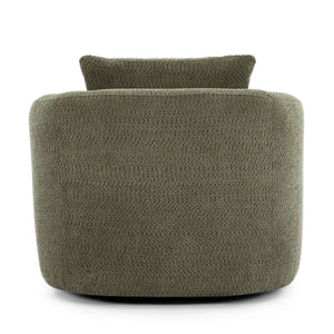 360° Swivel Barrel Sofa Chair With Throw Pillow, Upholstered Accent Chair