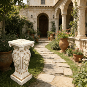22.05" H x 9.06" W European Style Floral Carved Roman Column Pedestal