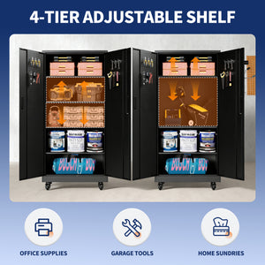 Heavy Duty Metal Storage Cabinet with Doors and Wheels