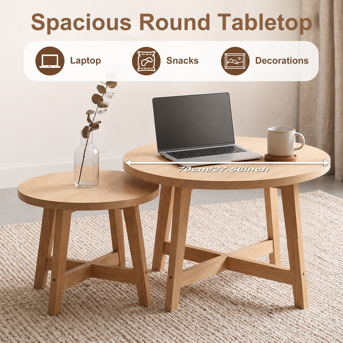 Set of 2 Round Nesting Coffee Tables