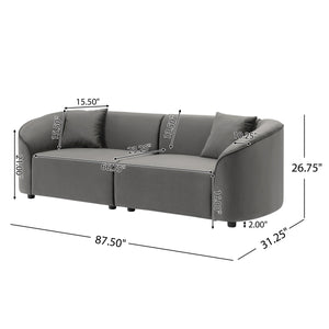 87" Curved Contemporary Sofa in Gray