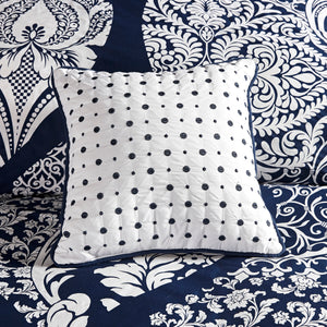 7 Piece Cotton Printed Comforter Set Indigo Queen
