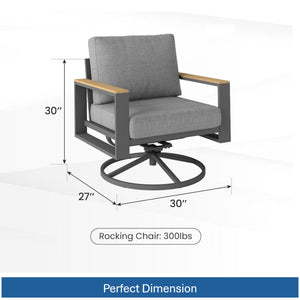 All Weather Swivel Patio Dining Chairs With Cushions - Gray
