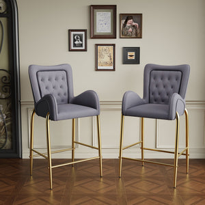 Velvet Fabric Counter Height Bar Stools (Set of 2) - Best Buy Furniture
