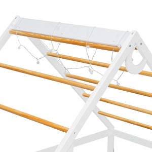 Twin House Bed with Slide, Ball Light Strip