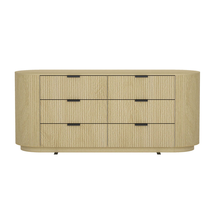 Oak Dresser with 6 Drawers - Modern Solid Wood Construction