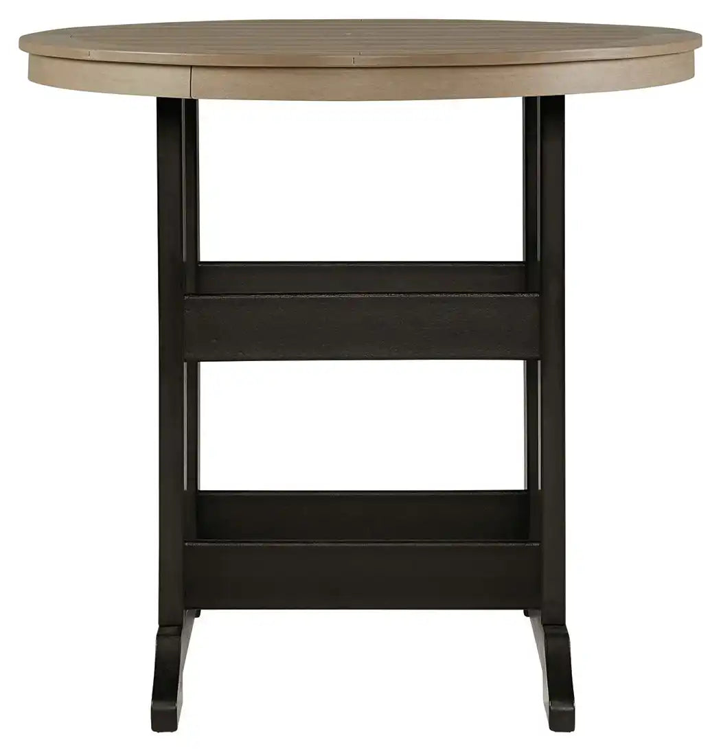 Fairen Trail - Round Bar Table w/Umb OPT - Black / Driftwood - Best Buy Furniture