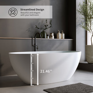 55" Solid Surface Matte Tub - Freestanding Soaking Bathtub