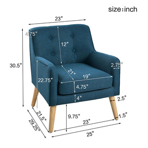 Modern Arm Chair With Tufted Back And Wooden Legs - Best Buy Furniture