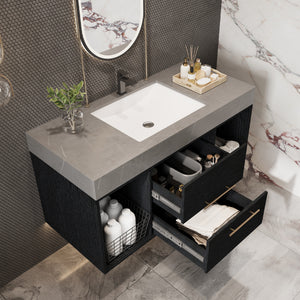 39.4 Inches Single Contemporary Floating Bathroom Vanity