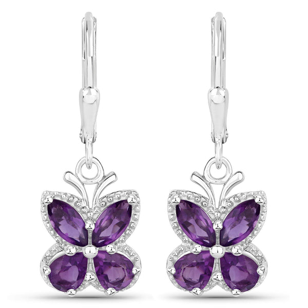 2.12 Carat Genuine Amethyst .925 Sterling Silver Earrings
