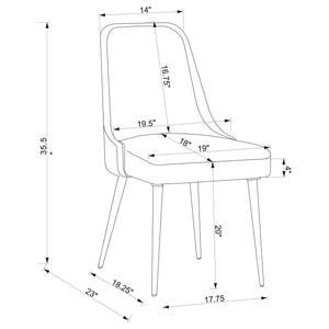 Padded Side Chair Of 2) With Upholstered Seat And Polished - Gray