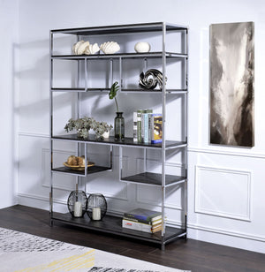 Vonara - Bookshelf - Chrome / Gray / Oak - Best Buy Furniture