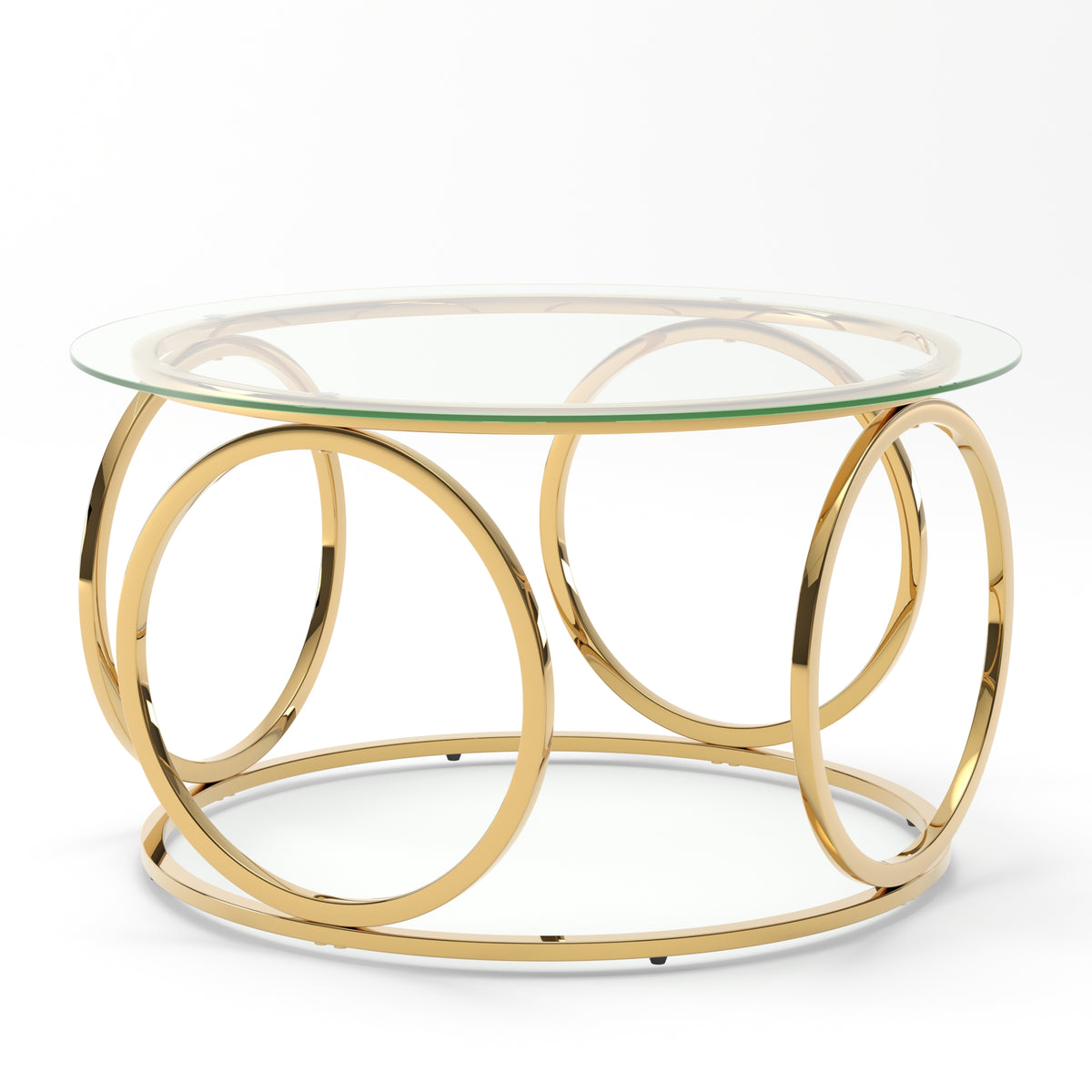 31.5" Modern Round Glass Top Coffee Table