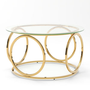 31.5" Modern Round Glass Top Coffee Table