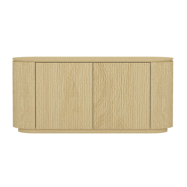 Olivia - Sideboard With 4 Adjustable Shelves With Handle Free Doors And Rounded Edges - Oak