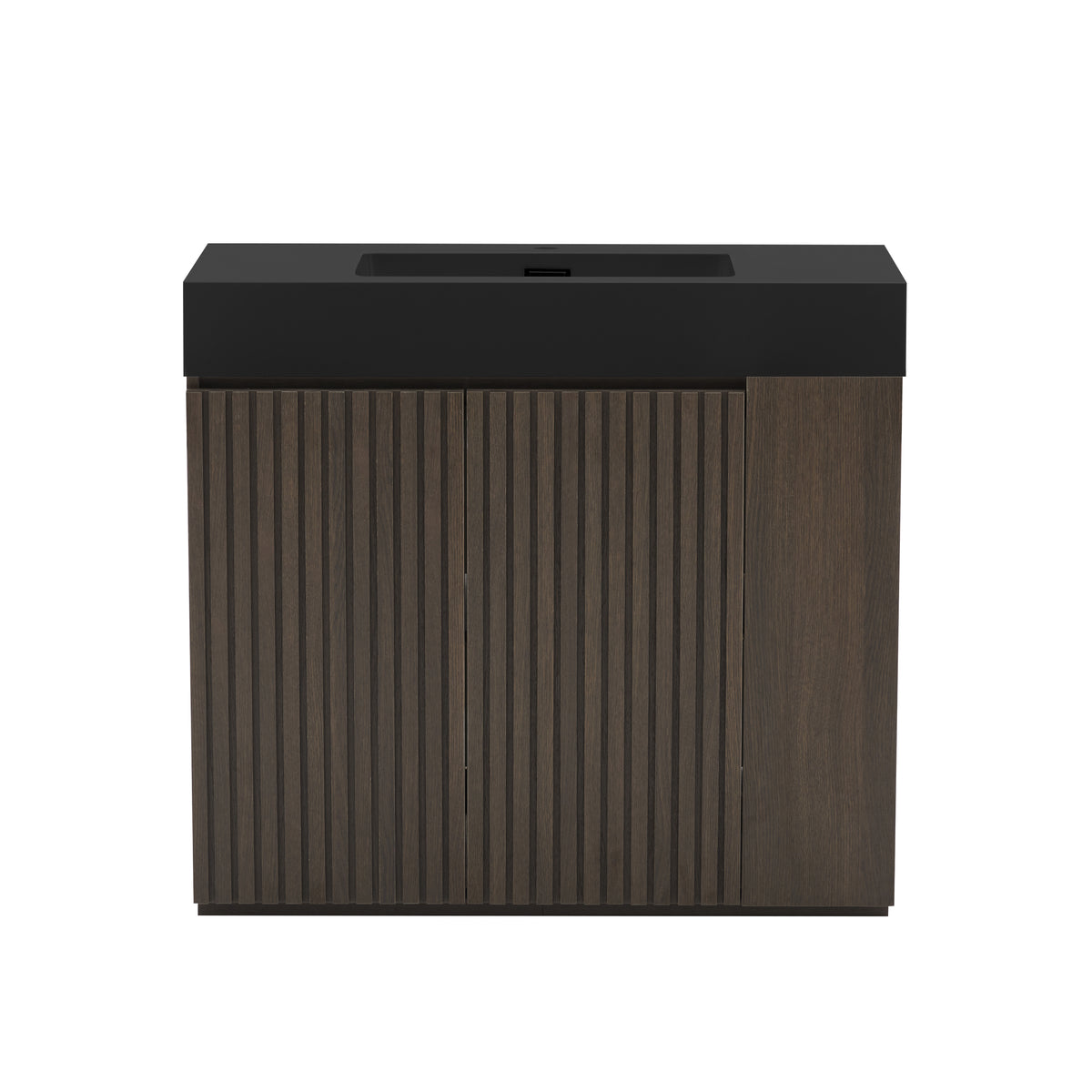 GALAN 36-Inch Bathroom Vanity, Smoked Oak, Dark Walnut with Solid Surface Sink