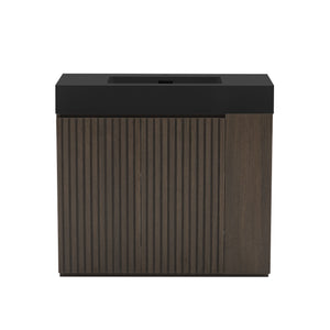 GALAN 36-Inch Bathroom Vanity, Smoked Oak, Dark Walnut with Solid Surface Sink