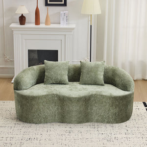 Curved Loveseat Sofa With Round Armrest