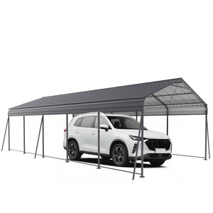 Metal Carport 13 × 26.5 FT with Galvanized Steel Roof