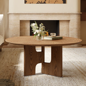 Rustic Ash Wood Veneer Coffee Table