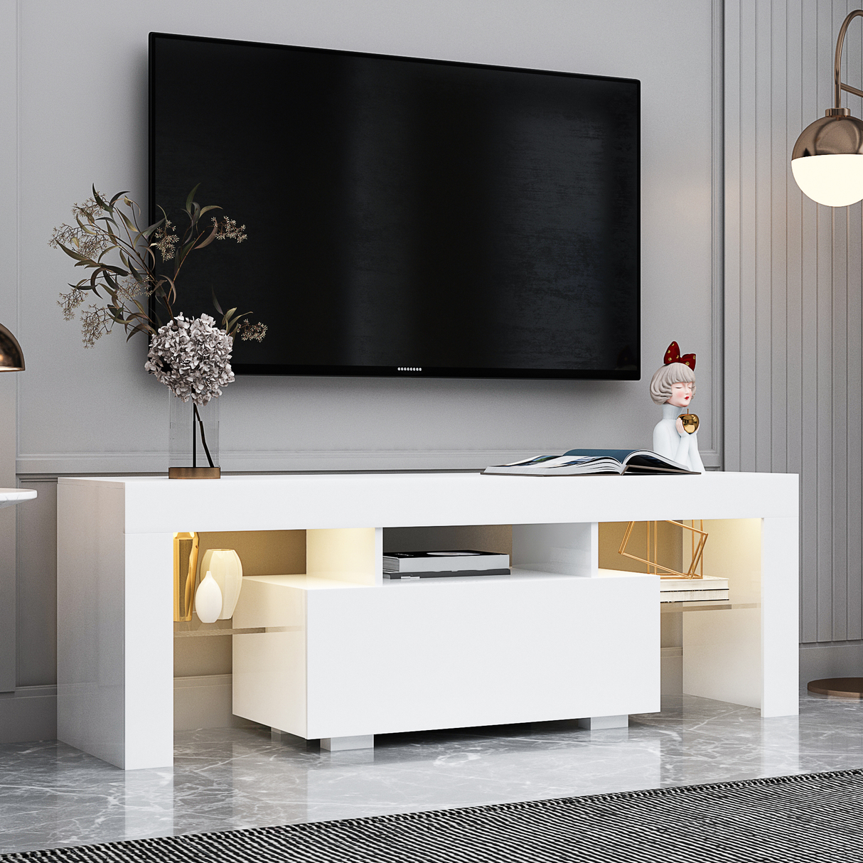 Entertainment TV Stand with LED Light