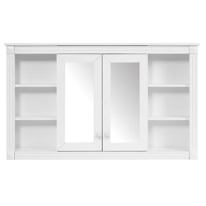 Wall-Mounted Mirror Cabinet With Adjustable Shelf And Open Shelves