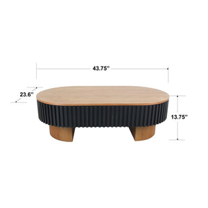Elliptical Living Room Coffee Table With Hidden Storage And Removable Tabletop