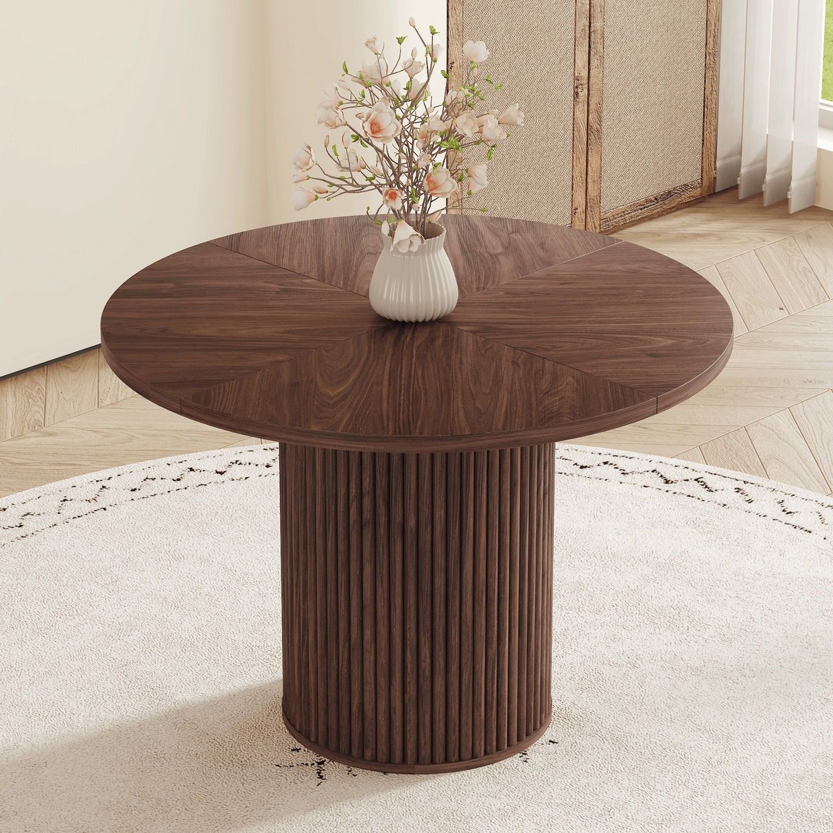 Modern Spliced Circular Dining Table With 42 Inch Diameter