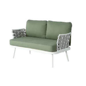 Mariano Steel 4-Pieces Conversation Set, Off White+Green