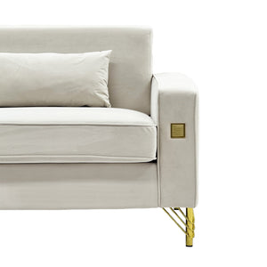 Ivory White 2-Piece Velvet Sofa Set