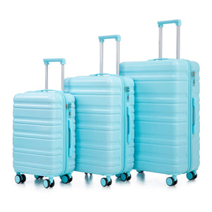 HIFINE-TOURIST-20'/24'/28'-3-pcs/set-in-ABS-Spinner-Wheel-Luggage-(Blue)-Luggage-Sets