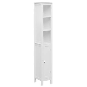 Slim Tall Bathroom Storage Cabinet With Adjustable Shelves, Anti Tip Freestanding Cabinet - White