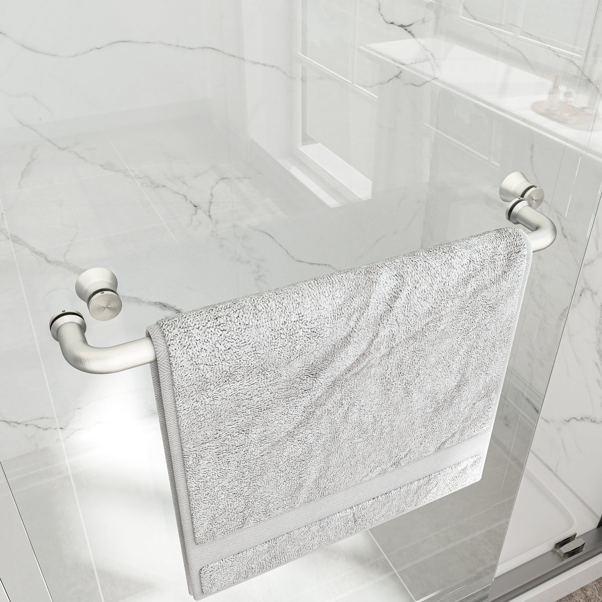 Brushed Nickel Reversible Installation Double Bypass Sliding Shower Door