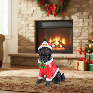 Christmas Dog Statue - Holiday Dog Figurine