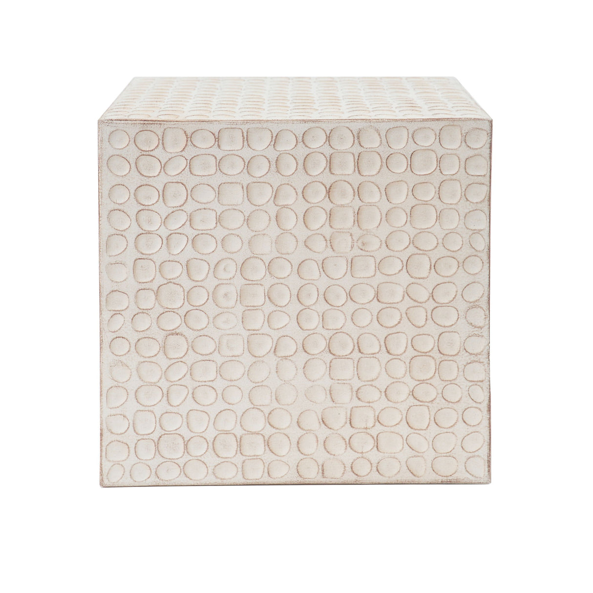 Chic Modern Mgo Cube Side Table With Fluted Design - Antique Brown