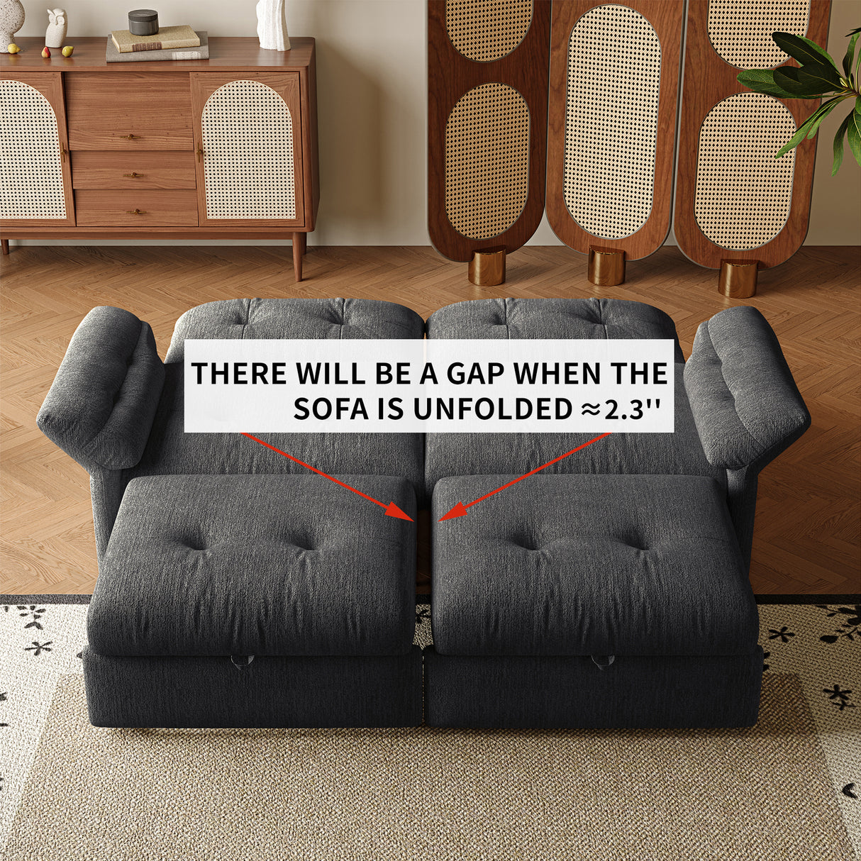 Multi-Functional Sofa Bed - 81.5 Inch Plush Chenille Sofa